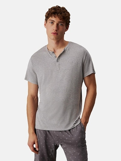 T-Shirt Calvin Klein Henley Grigia - Uomo