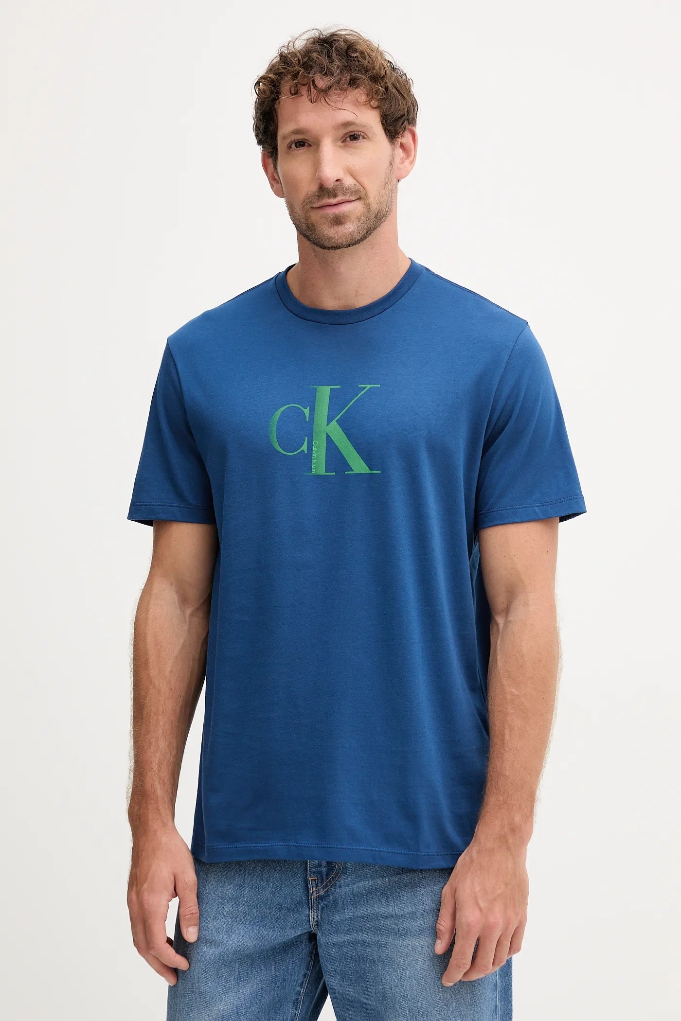 T-Shirt Calvin Klein CK Logo Blu - Uomo