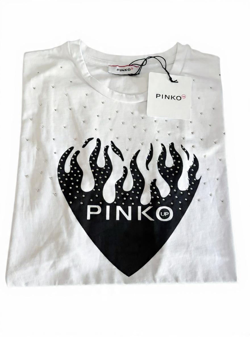 T-Shirt Pinko Up Flame con Strass