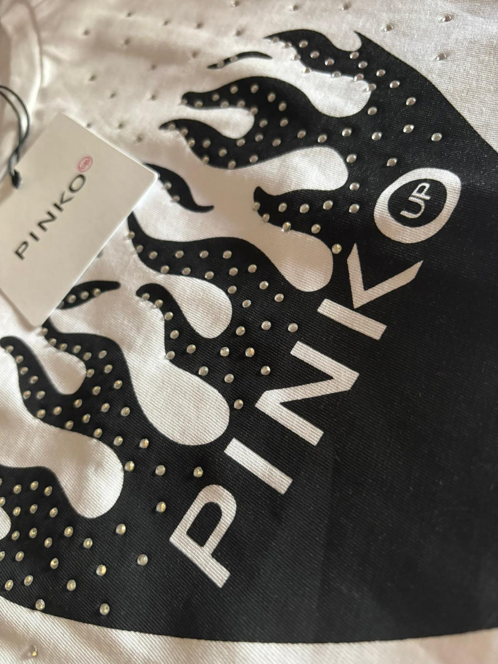 T-Shirt Pinko Up Flame con Strass